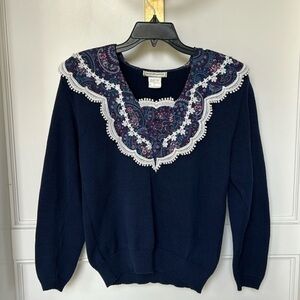 Scott McClintock Women's Romantic Lace Long Sleeve Knit Paisley Sweater Small